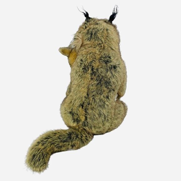 RARE Vintage 90s Large 27" Realistic Lynx with Baby Kitten Cub Plush Wildcat Toy - Picture 3 of 12